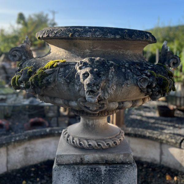 Reclaimed Lion urn fountain and 10ft pool surround