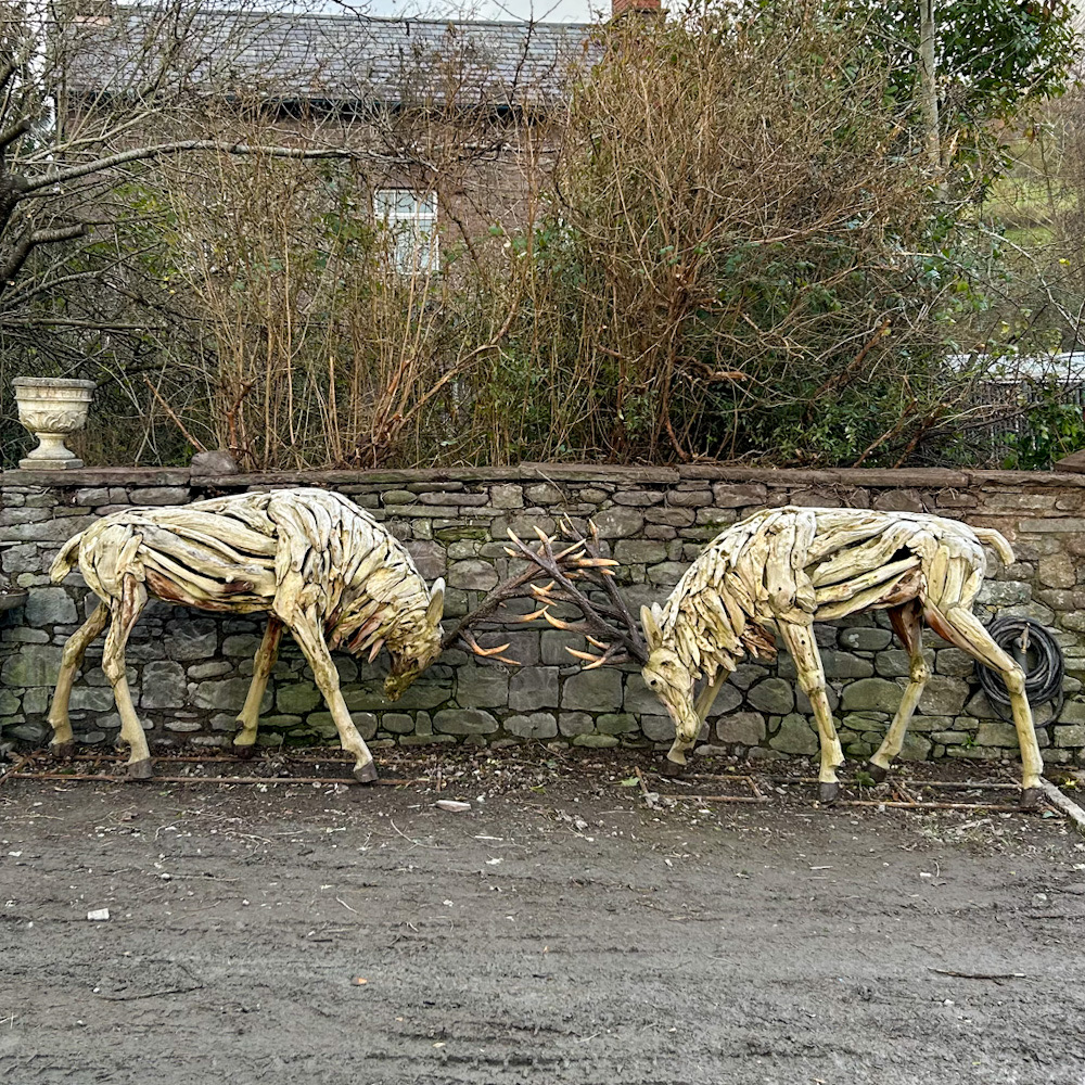 drift wood garden stag sculpture
